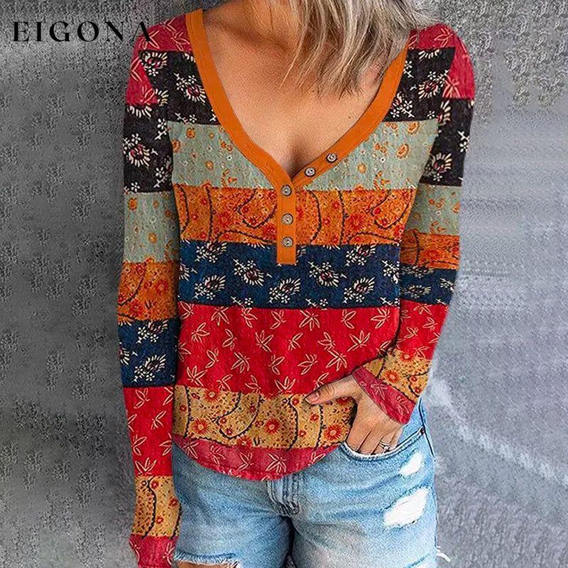 Vintage Colourful Blouse best Best Sellings clothes Plus Size Sale tops Topseller