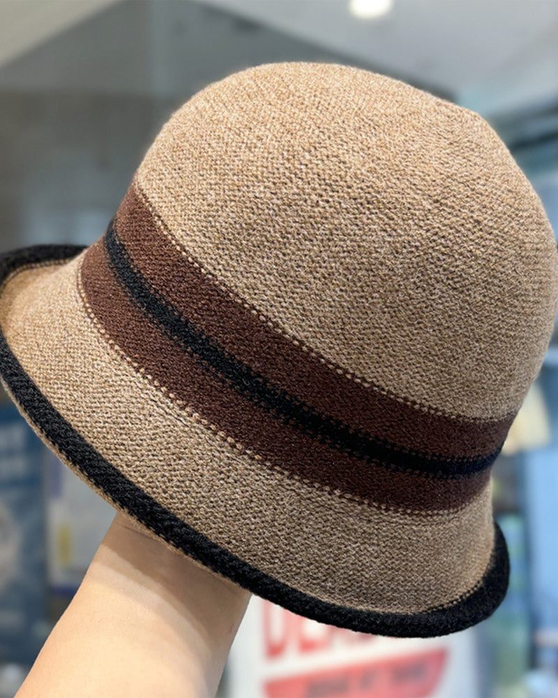 Women's Foldable Striped Cloche Bucket Hat