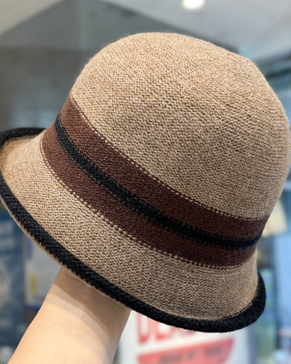 Women's Foldable Striped Cloche Bucket Hat
