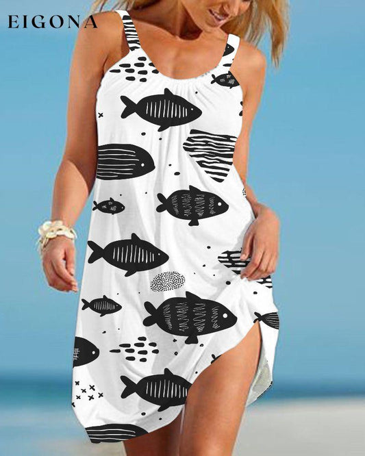 Printed beach sundress Black 23BF Casual Dresses Clothes Dresses Summer