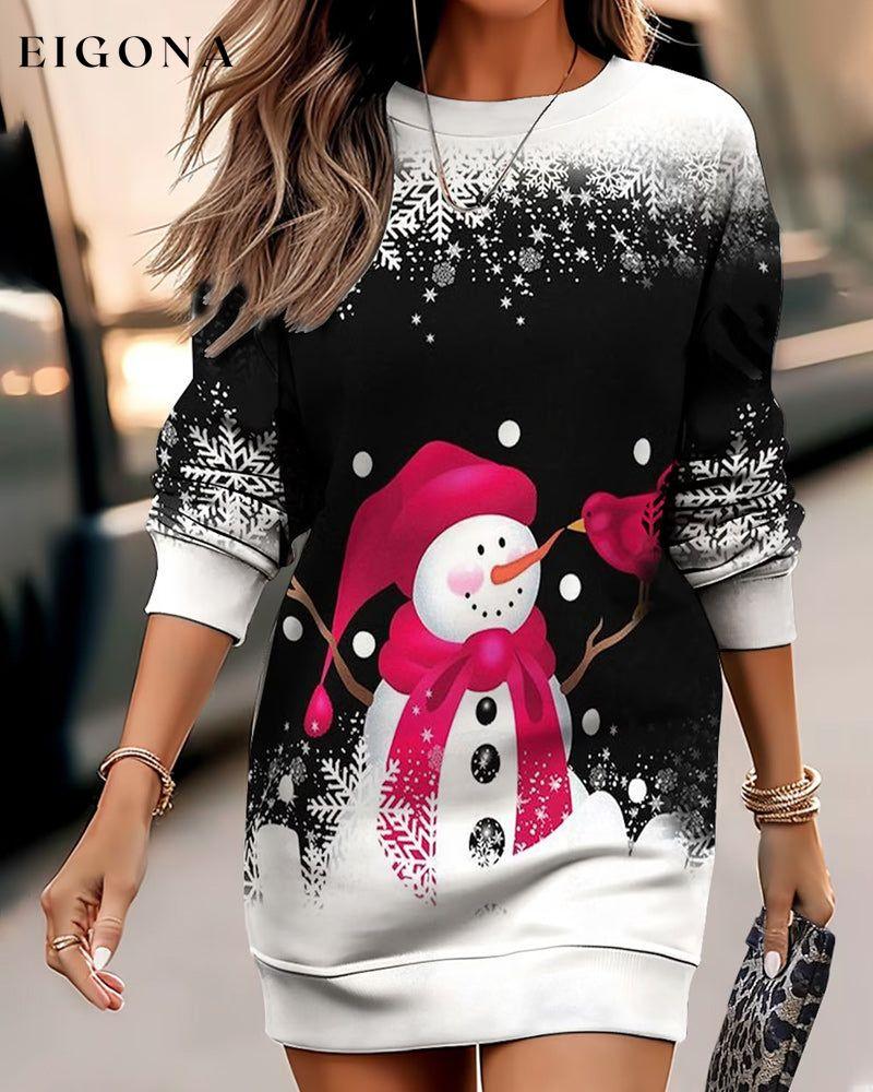 Snowman print christmas style dress 2023 f/w 23BF casual dresses christmas Clothes Dresses