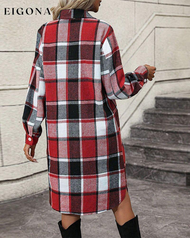 Plaid Lapel Shift Dress 2023 f/w 23BF casual dresses Clothes Dresses spring