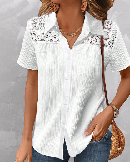 Lace trim panel blouse 23BF Blouses & Shirts Summer