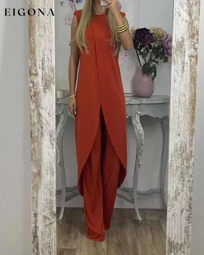 Sleeveless two-piece set Red Casual Dresses Clothes Dresses SALE Summer Two-Piece Sets