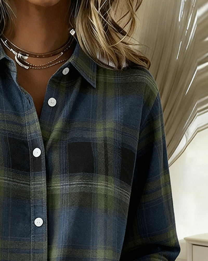 Plaid Lapel Shirt