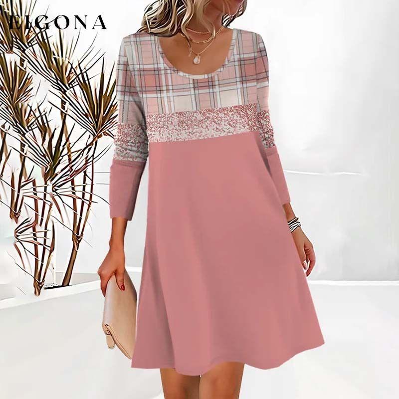 Casual Plaid Dress Pink best Best Sellings casual dresses clothes Plus Size Sale short dresses Topseller