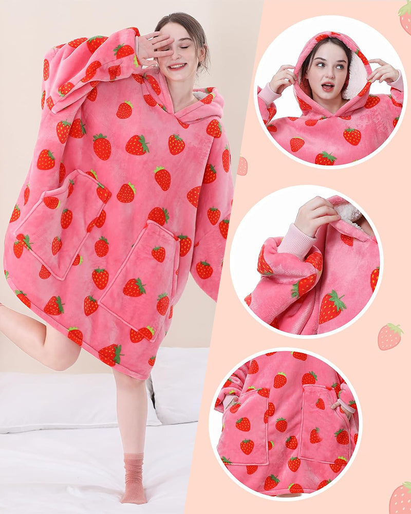 Strawberry print loose blanket hoodie 2024 F/W Blanket Hoodies