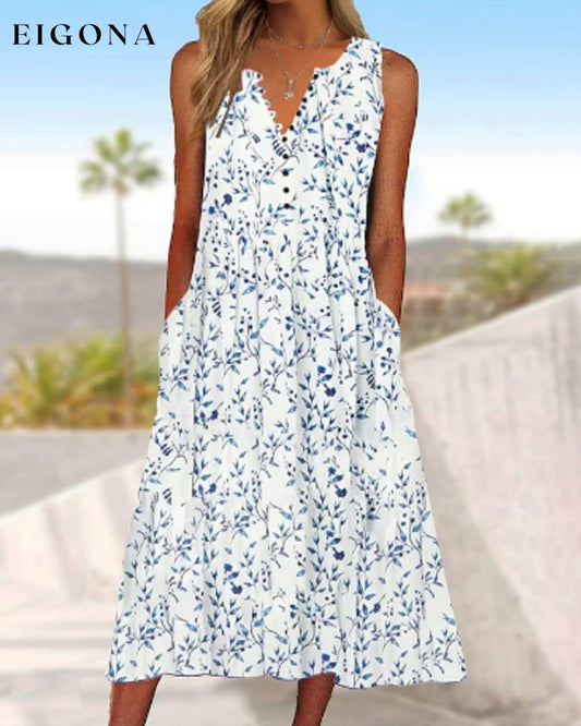 Floral print button tank dress White 23BF Casual Dresses Clothes Dresses Spring Summer