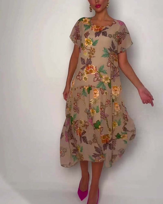 Round neck flower dress