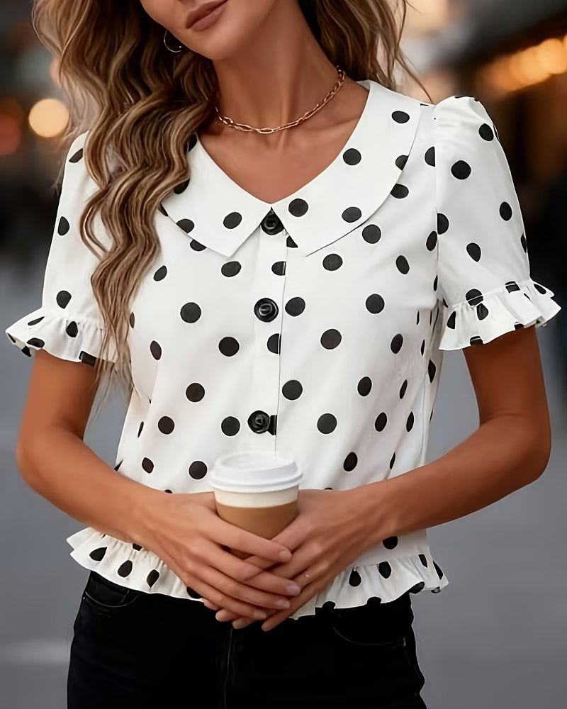 Polka Dot Peter Pan Collar Blouse