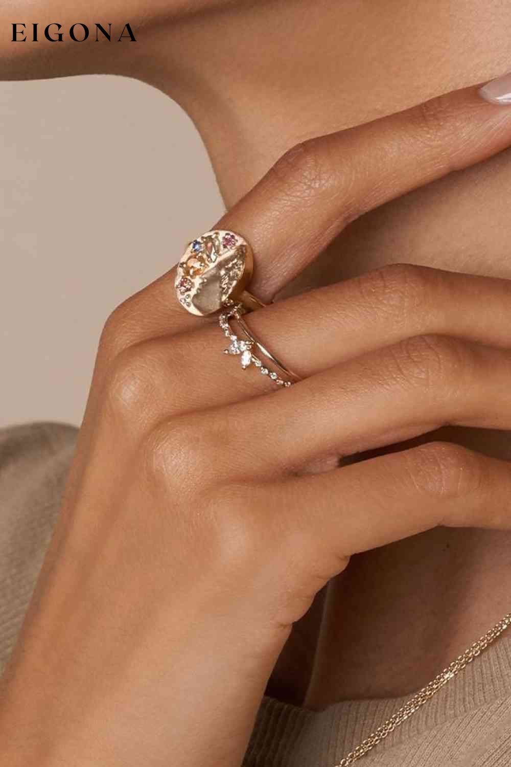 Tiny Gold Ring, Zircon 925 Sterling Silver Ring CHAMSS clothes Ship From Overseas