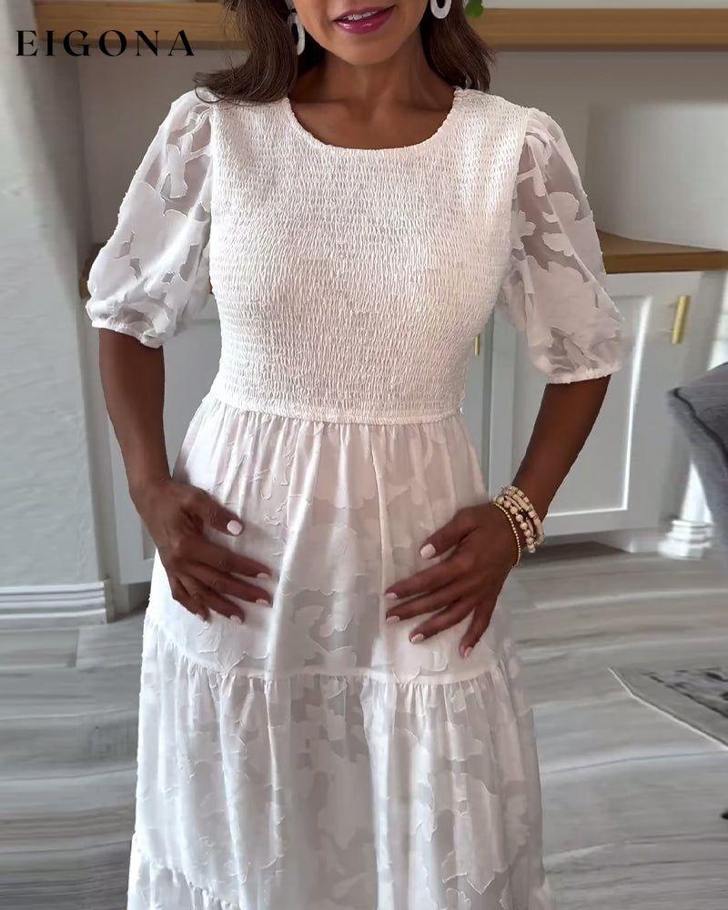 White lace elegant mid-sleeve dress casual dresses spring summer