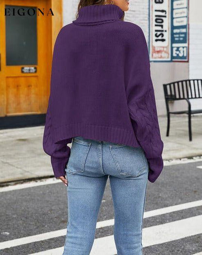 Turtleneck Cable-Knit Long Sleeve Sweater clothes Ship From Overseas X.X.W