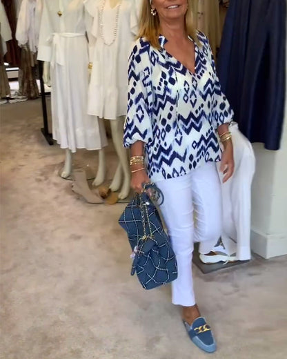 Modische Bluse mit Schnürung und Laternenärmeln