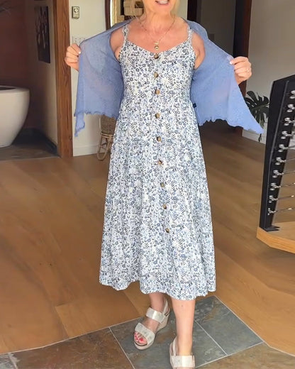 Completo scialle floreale senza spalline