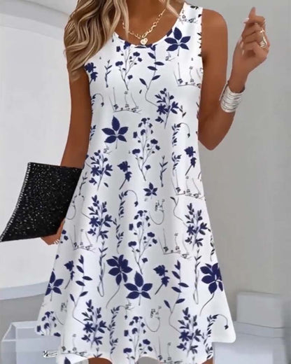 Sleeveless Print A-Line Dress