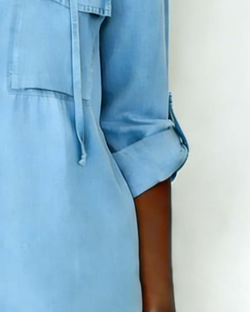 Women's Hooded Faux Denim Shirt