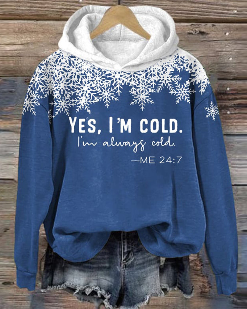 Women's Christmas I'm cold print hoodie 2024 f/w christmas hoodies & sweatshirts women's christmas