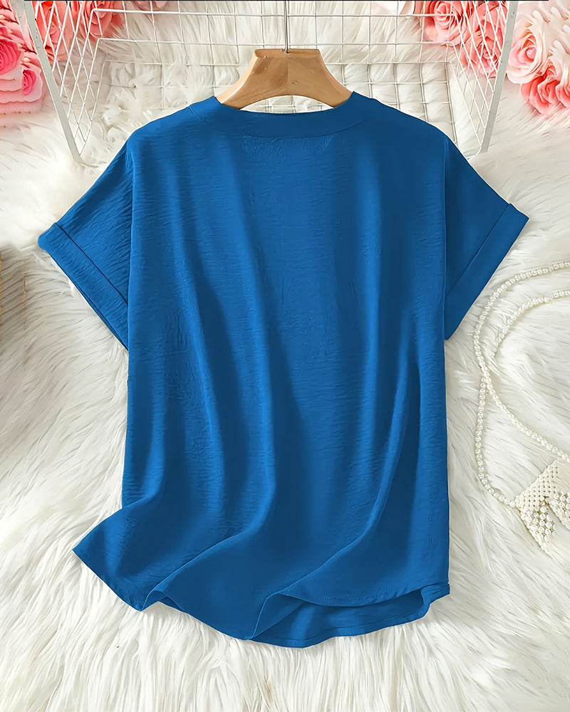 Loose Solid Color Women's Casual Blouse