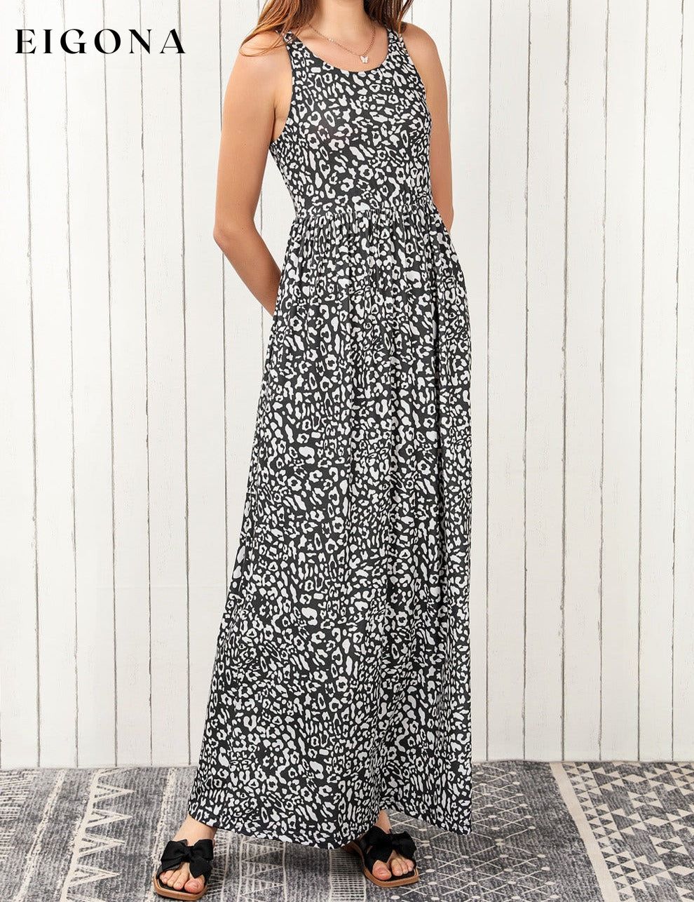 Leopard Round Neck Sleeveless Casual Maxi Dress casual dress casual dresses clothes dress dresses maxi dress Ship From Overseas SYNZ