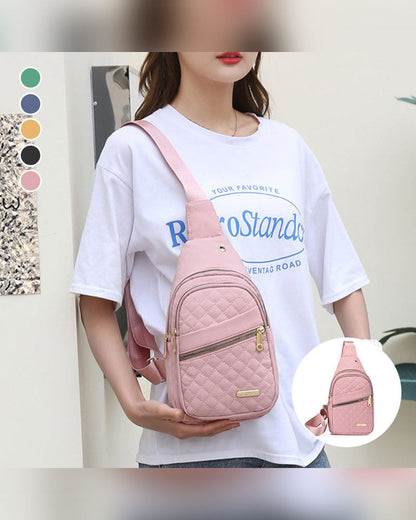 Women's Fashion Embroidered Quilted Chest Bag