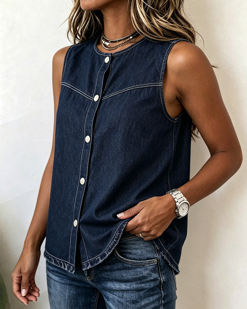 Round Neck Sleeveless Tank Top