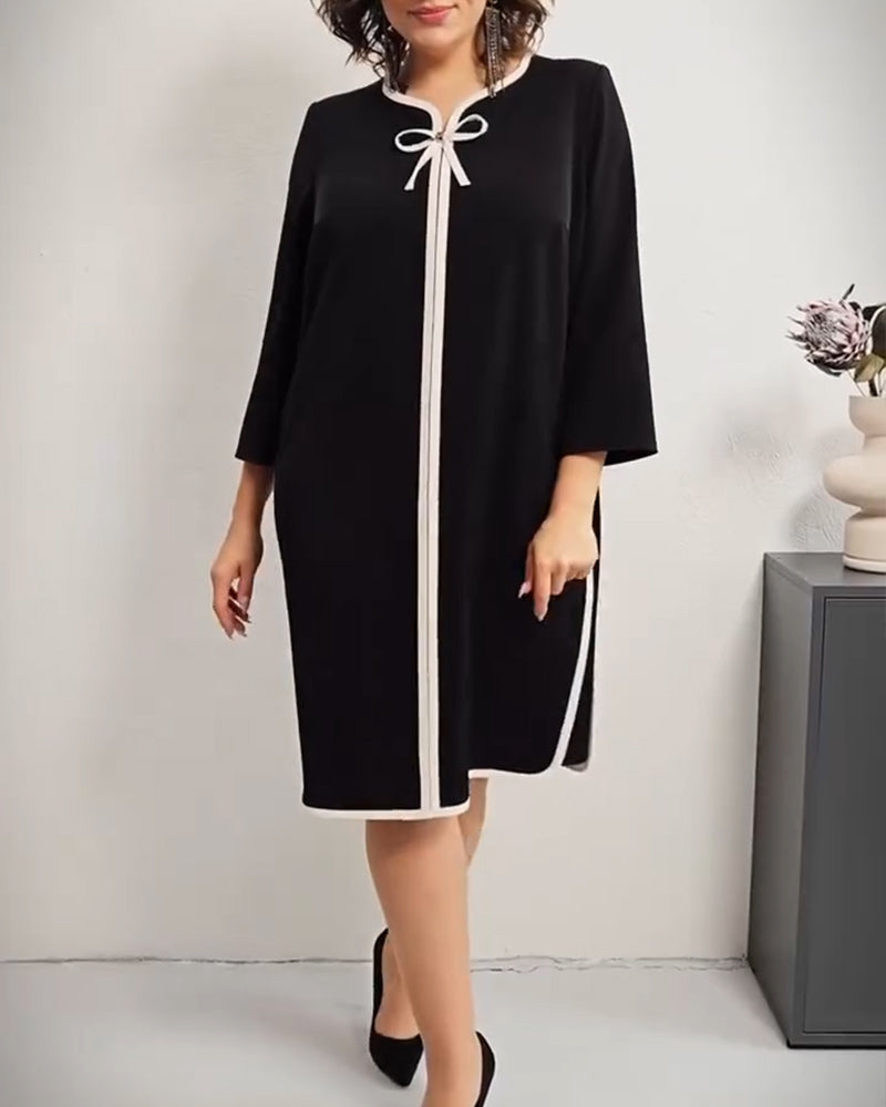 Bow Black And White Shift Dress 2024 f/w casual dresses