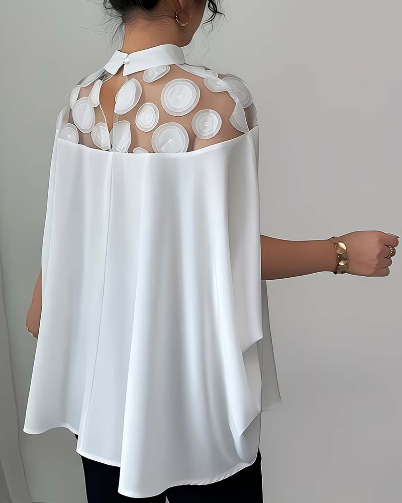 Mesh Panel Large Polka Dot Blouse