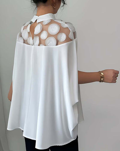 Mesh Panel Large Polka Dot Blouse
