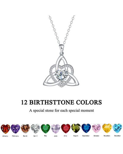 Birthstone Celtic Trinity Knot Heart Necklace✨ Heart Shape Celtic Trinity Knot Birthstone Pendant