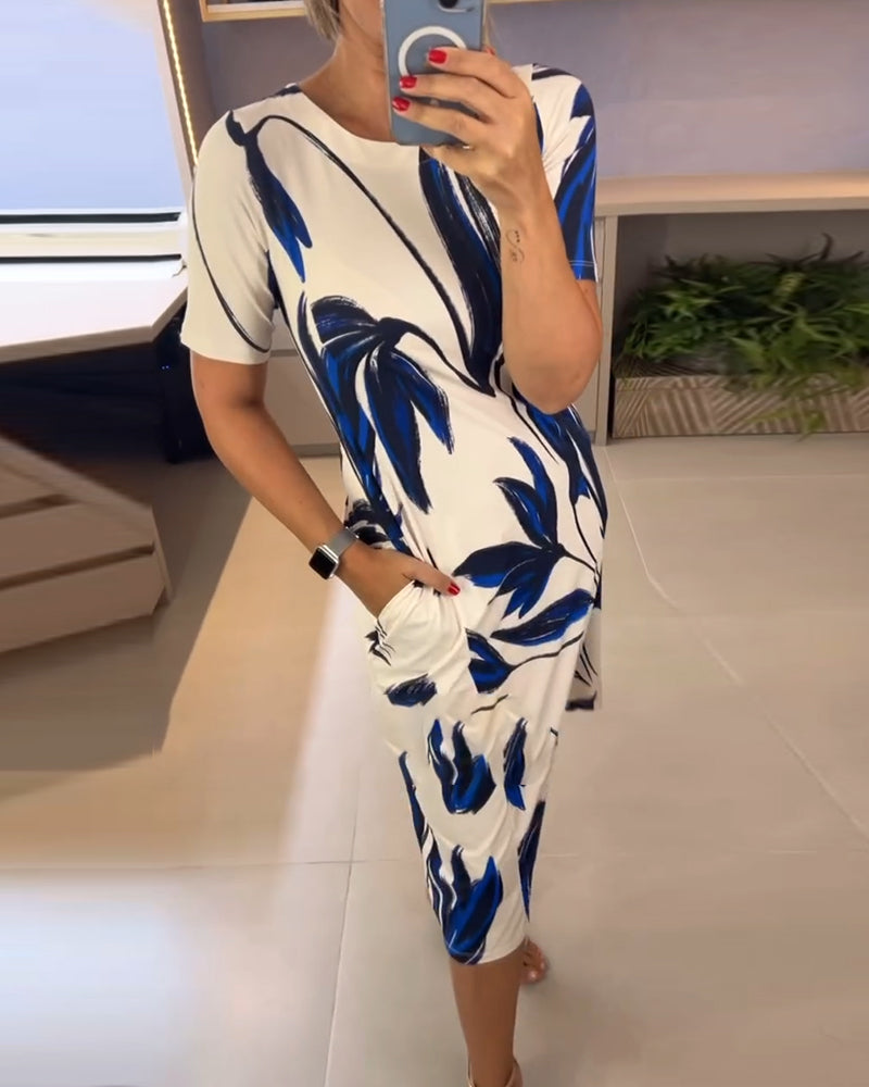 Vestido estampado con cuello redondo