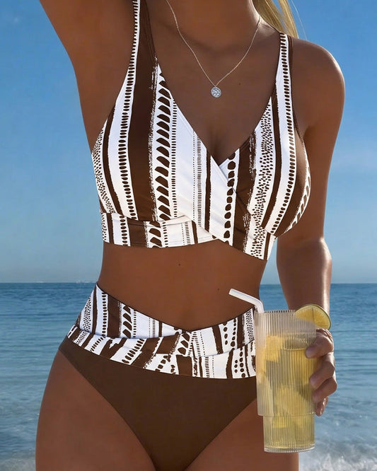 Hand-Drawn Stripe Cross Wrap Bikini 2024 f/w bikinis spring summer
