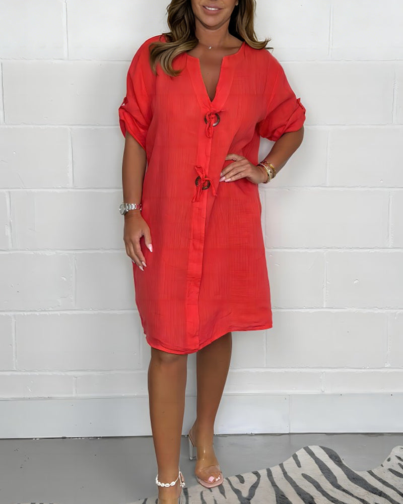 New Plus Size Button Up Tunic Dress