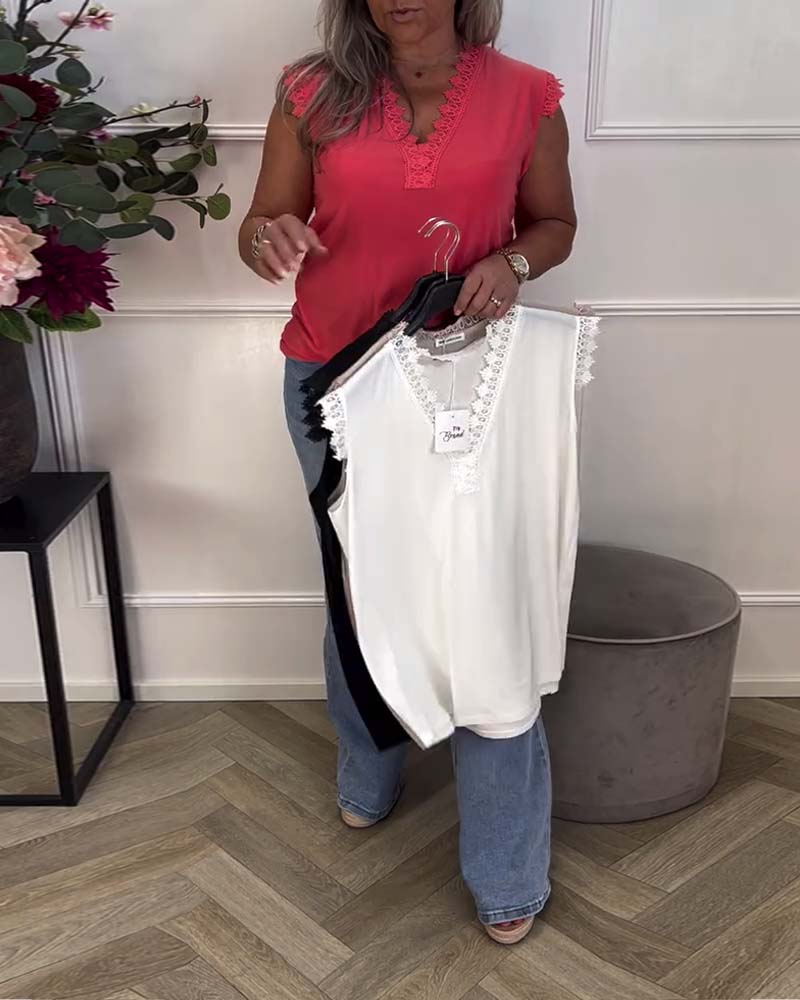 Gilet casual con bordo in pizzo