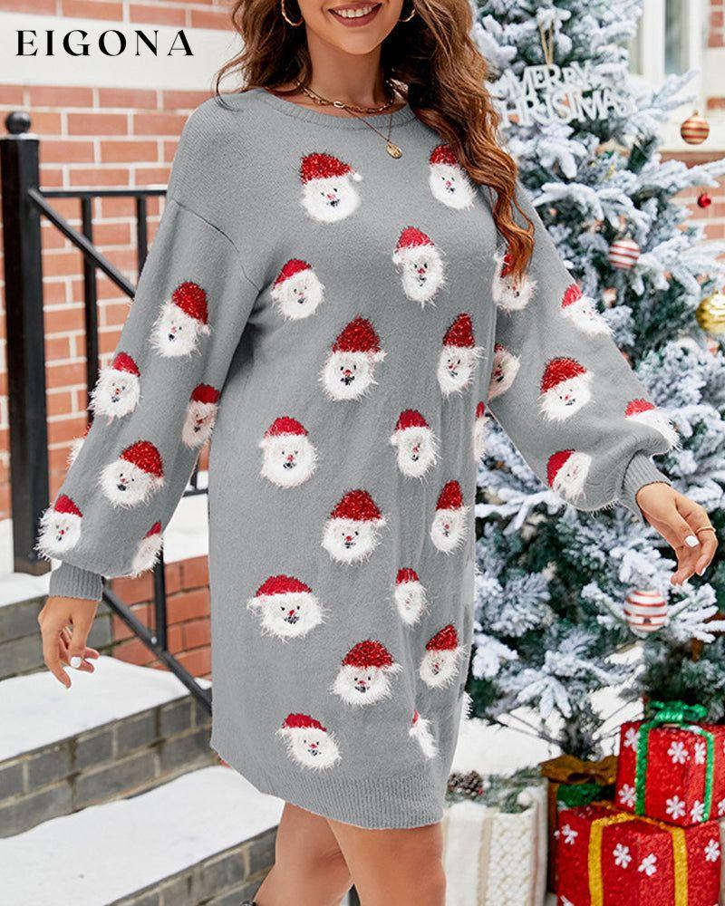 Santa claus print casual sweater dress 2023 f/w 23BF christmas Clothes sweater dresses