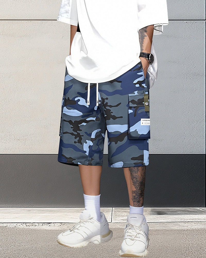 Men's Multi-Pocket Drawstring Cargo Shorts