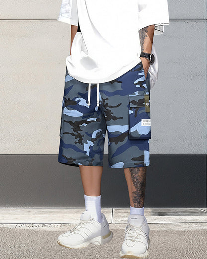 Men's Multi-Pocket Drawstring Cargo Shorts