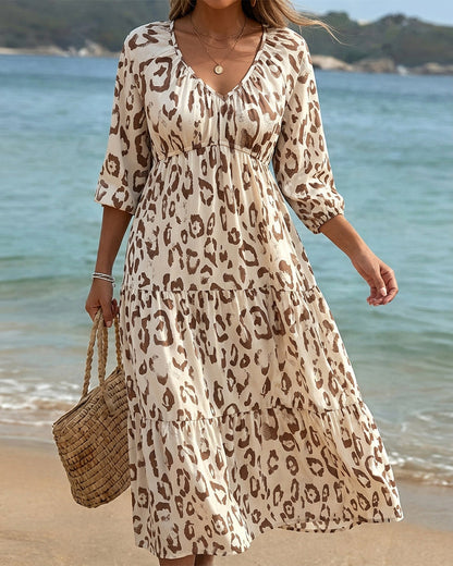 Leopard Print V-Neck Dress