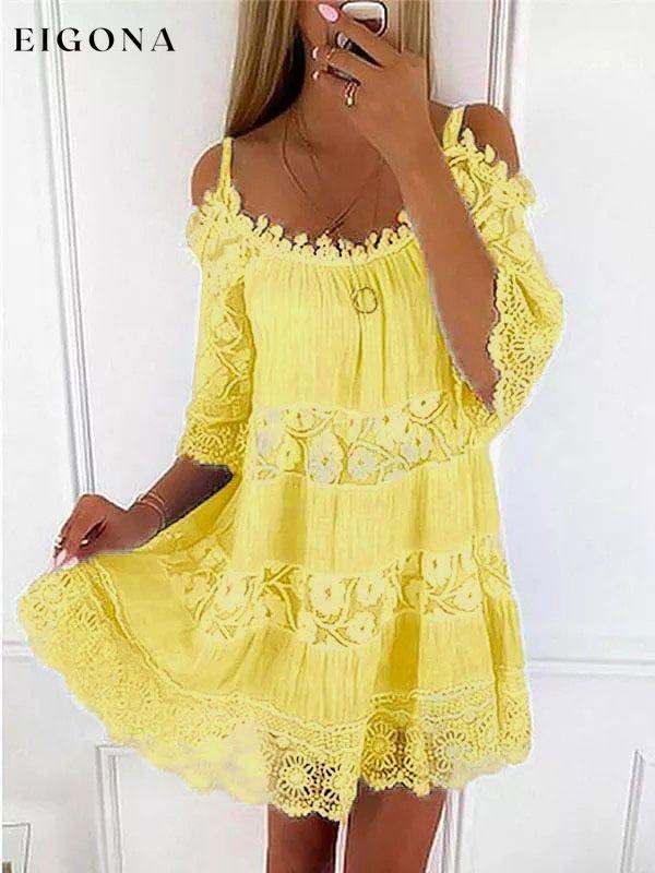 Women's Loose Sling Half Sleeve Flower Print Dress linen dresses