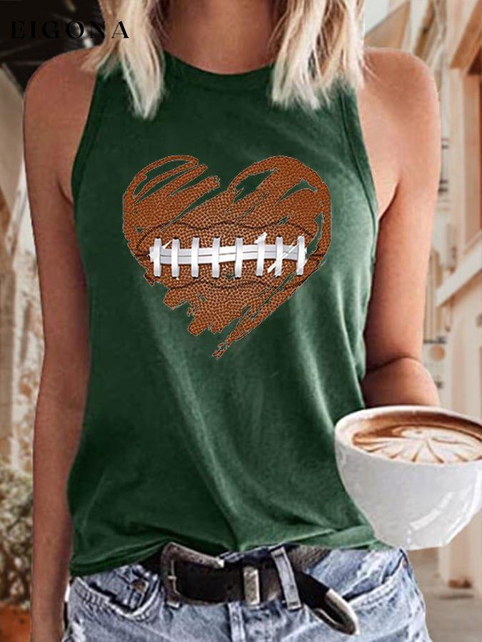 Women's Heart American Football Print Tank Top ball print