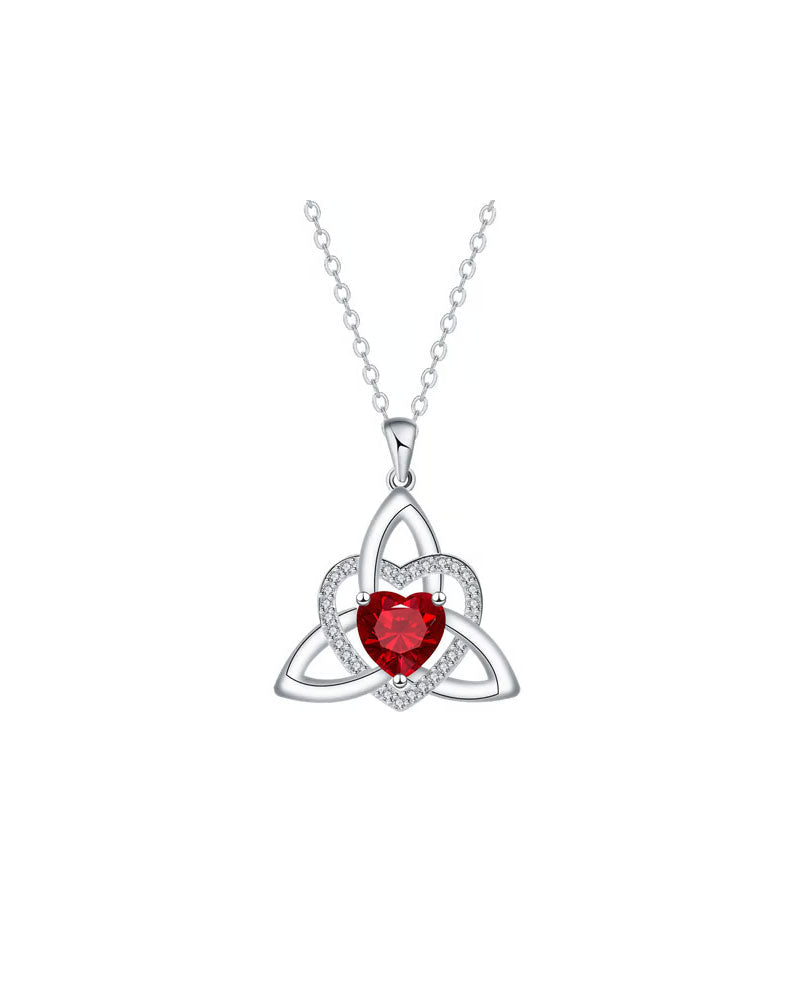 Birthstone Celtic Trinity Knot Heart Necklace✨ Heart Shape Celtic Trinity Knot Birthstone Pendant