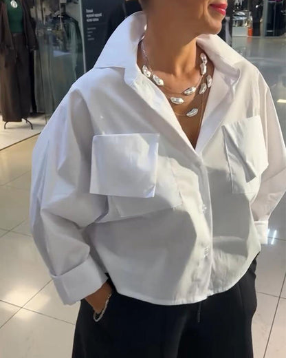Stylish Solid Color Pocket Design Shirt