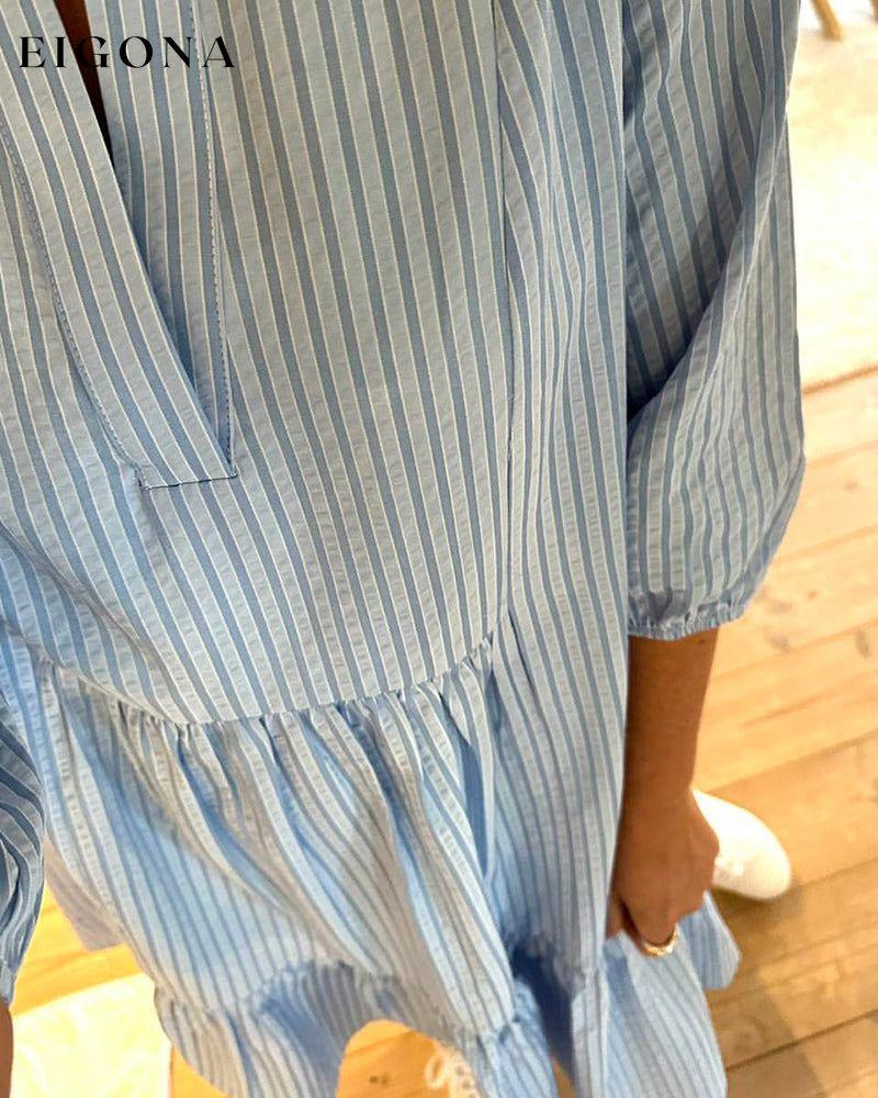 Pinstripe print panelled casual dress casual dresses spring summer
