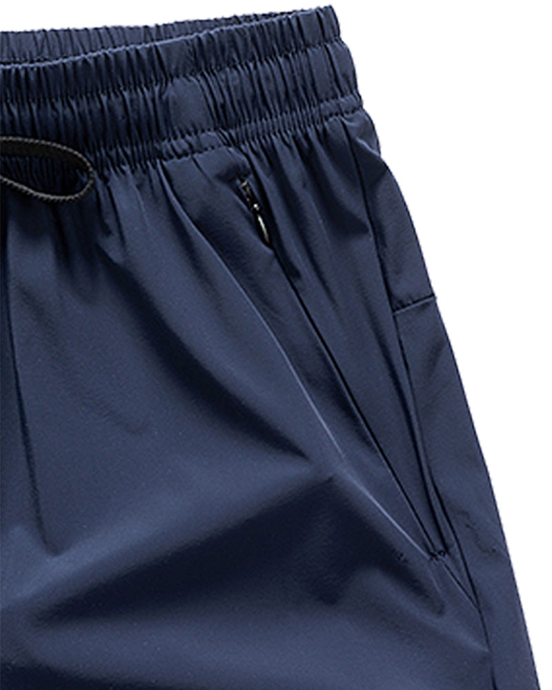 Men Elastic Waist Pocket Quick-Dry Ice Silk Sports Shorts