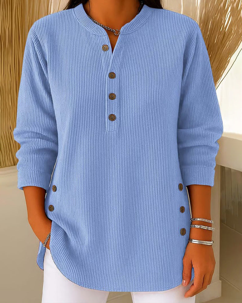 Henley Button Solid Pullovers pullovers spring summer