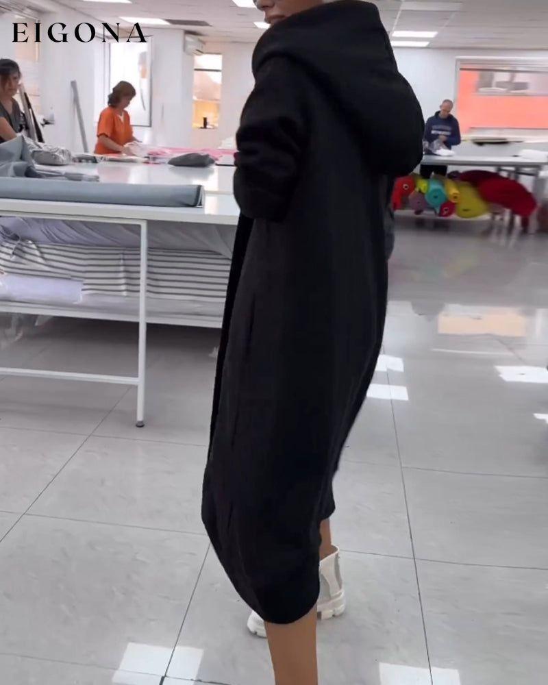 Solid color hooded long coat 2023 f/w 23BF clothes jackets & coats spring Tops/Blouses