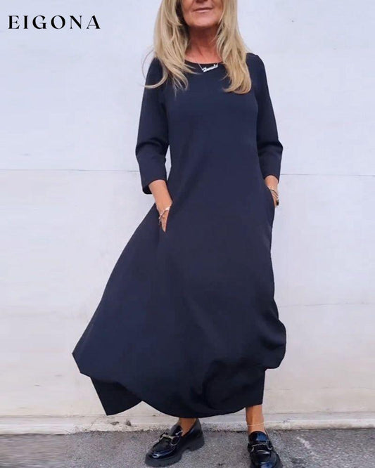 Simple solid color pocket dress Black 2023 f/w 23BF casual dresses Clothes Dresses spring