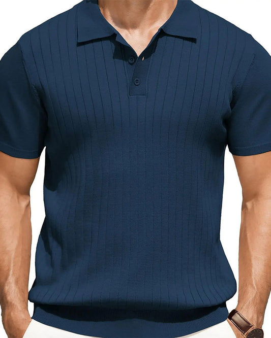 Ribbed Knit Polo Collar T-Shirt spring summer t-shirts man