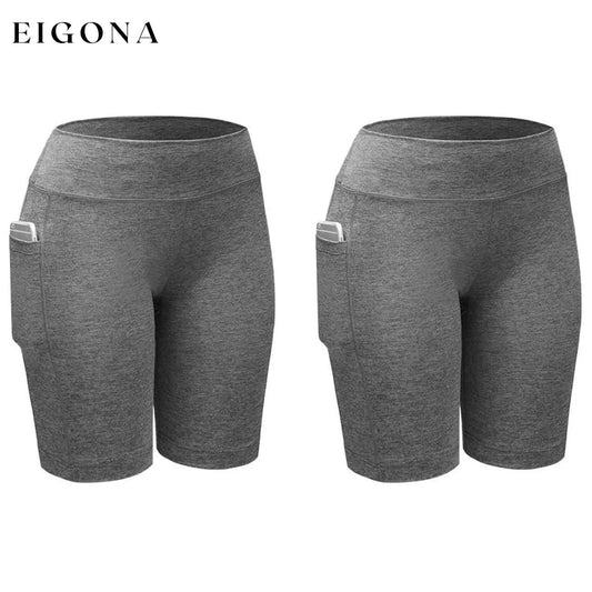 2-Pack: Women High Waist Workout Yoga Side Pocket Compression Cycling Shorts Gray __stock:200 bottoms refund_fee:1200