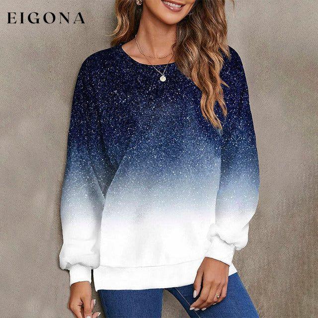 Gradient Print Casual Sweatshirt Dark blue best Best Sellings clothes Plus Size Sale tops Topseller